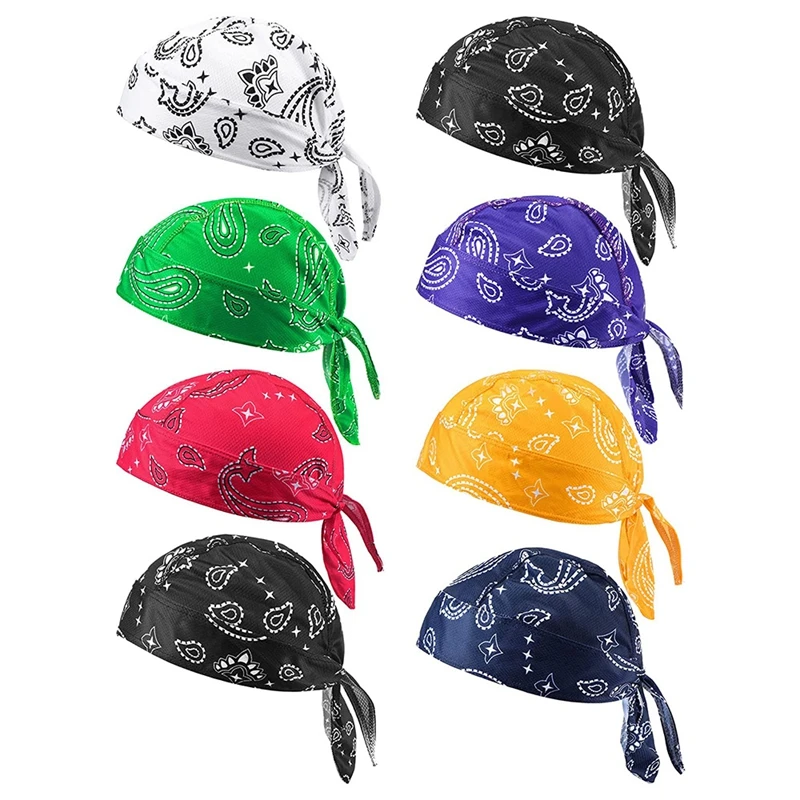 Men Novelty Printed Bandana, Multi-color Head Scarf Handkerchief, Hip-hop Pirate Hat For Cycling Motorcycle Outdoor Dance