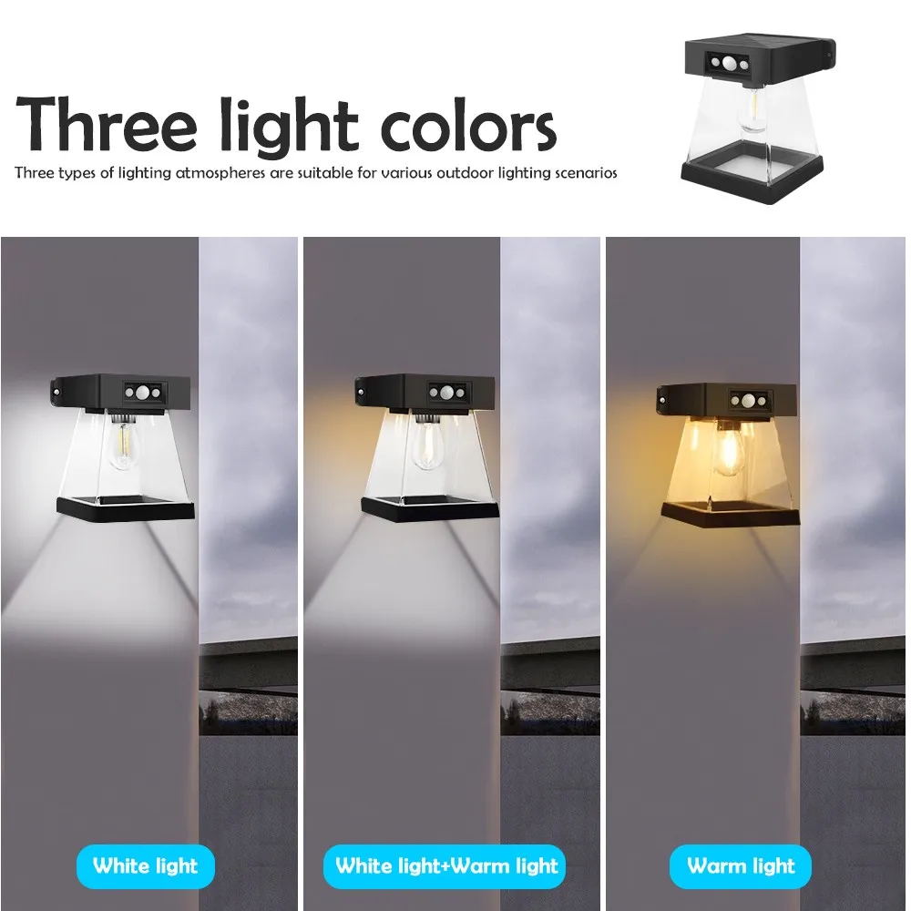 Solar Metal Wall Lanterns Outdoor Motion Sensor Vintage Solar Front Door Post Lights Waterproof Solar Security Lights Fence Gard