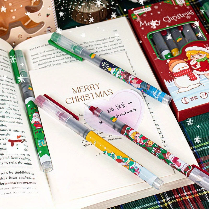 12pcs Christmas Gel Pens - Fine Tip, Retractable, Smooth Writing | Festive Holiday Designs, Perfect for Gifts & Office Supplies