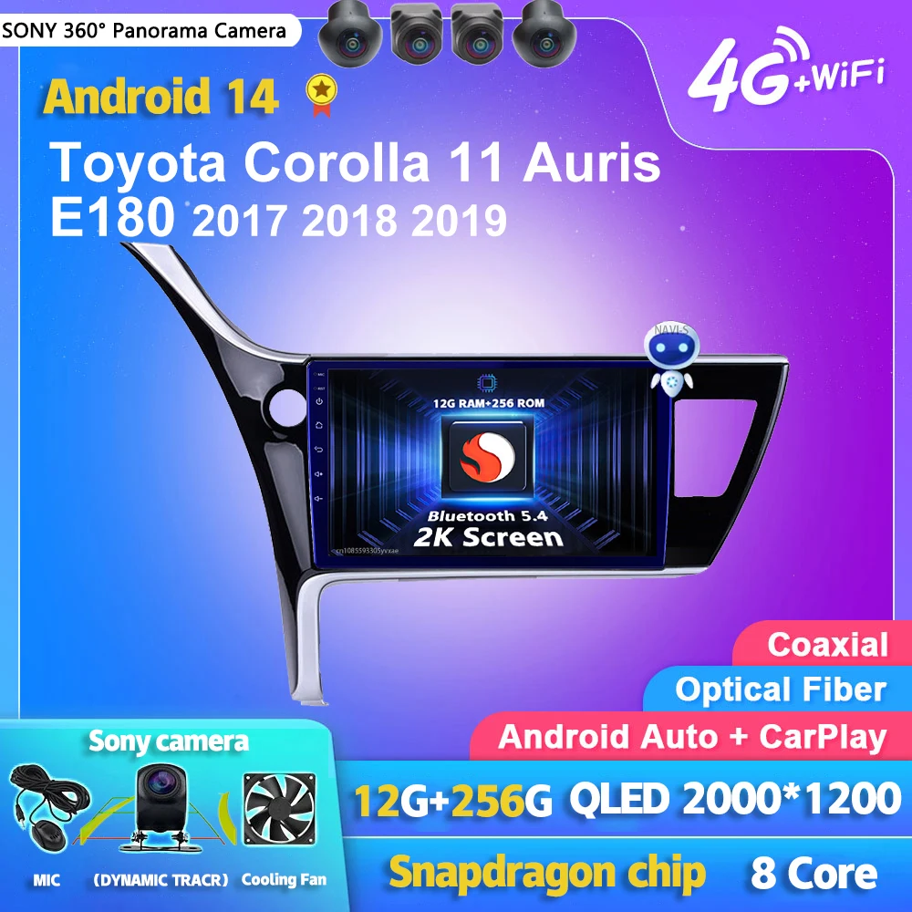 

Android 14 Carplay автомобильный радиоприемник мультимедийный плеер для Toyota Corolla 11 Auris E180 2017 2018 2019 авторадио стерео 2din головное устройство