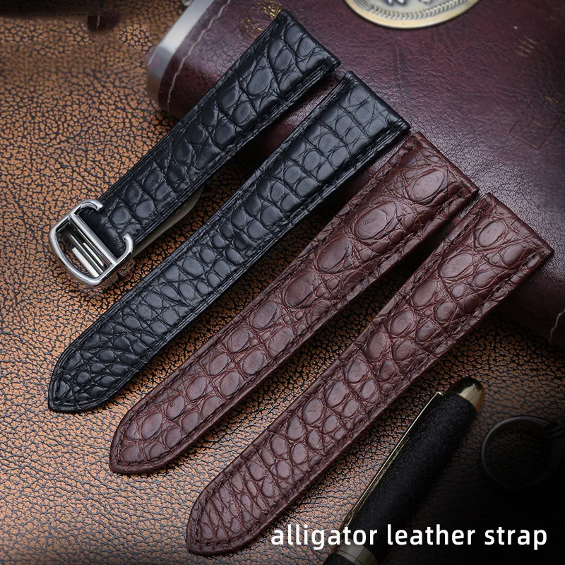 For Cartier Tank Solo Crocodile Leather Watch Strap London Calibo Leather Bracelet Men Genuine Leather Watch Strap 20 22mm 24mm