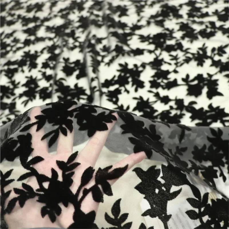 

Woven brocade viscose single-color rotten flower velvet fabric sleeping dress women's textile