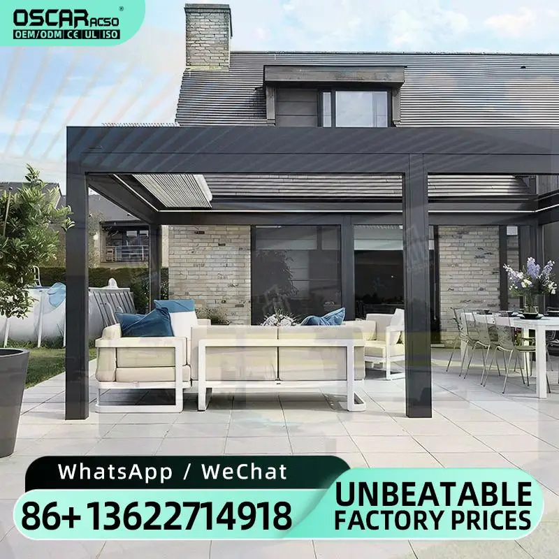 

Smart Control Adjustable Aluminium Louver Roof for Garden Patio in Outdoor Spaces Luxury Design Waterproof Bioclimatic Structure