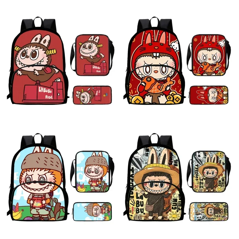 la-bu-bu Child School Backpack with Front Pocket,Shoulder Bags,Pencil Bags for Aged 5-10,Cartoon School Bags for Boys Girls