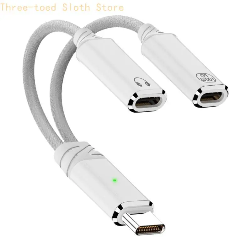 USB C Kopfhörer Ladeadapter Typ C 2 in 1 Splitter Kabel Draht HiFi Sound E74A – Detail 8