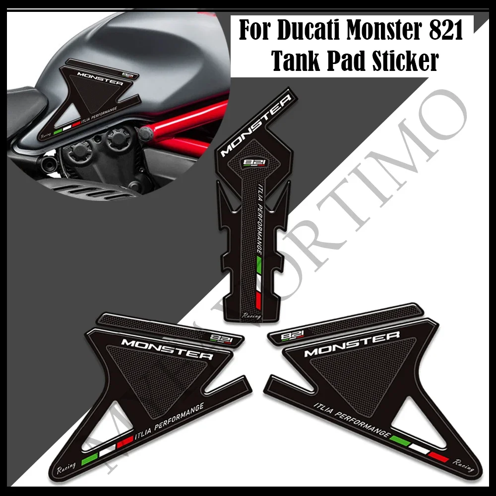 

For Ducati Monster 821 Motorcycle Tank Pad Stickers Decals Gas Fuel Oil Kit Knee Protection Grips TankPad