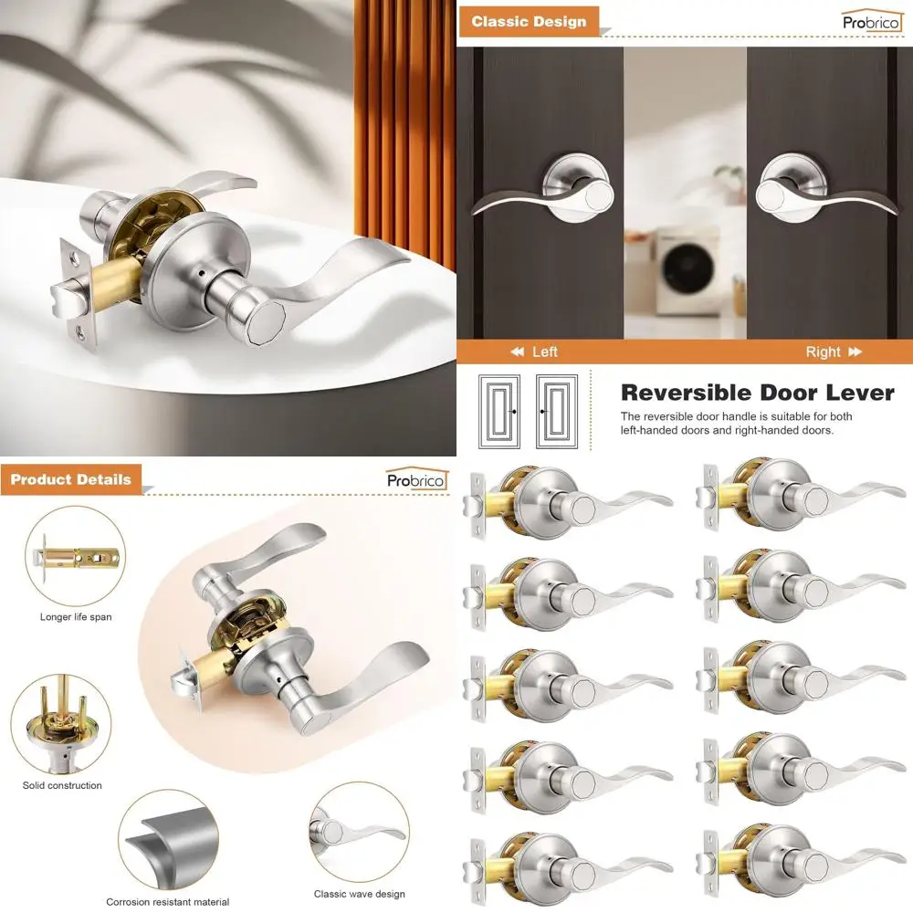 

10-Pack Satin Nickel Passage Door Levers with Hall/Closet Handles for Interior Doors