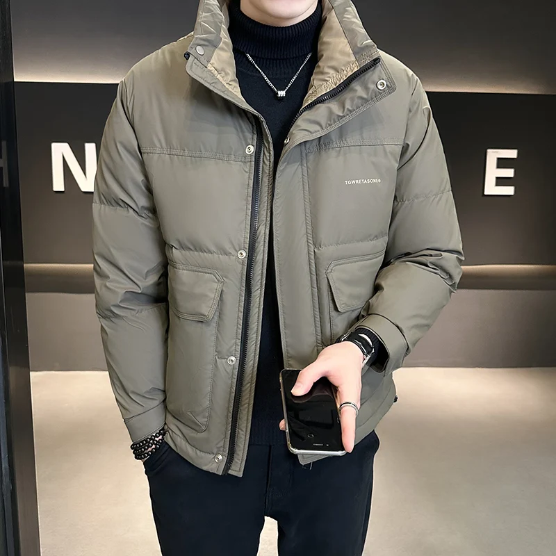

Мужская легкая пуховая куртка с воротником-стойкой, утепленная, теплая, молодежная, модная, зимняя верхняя одежда, стандартная длина
