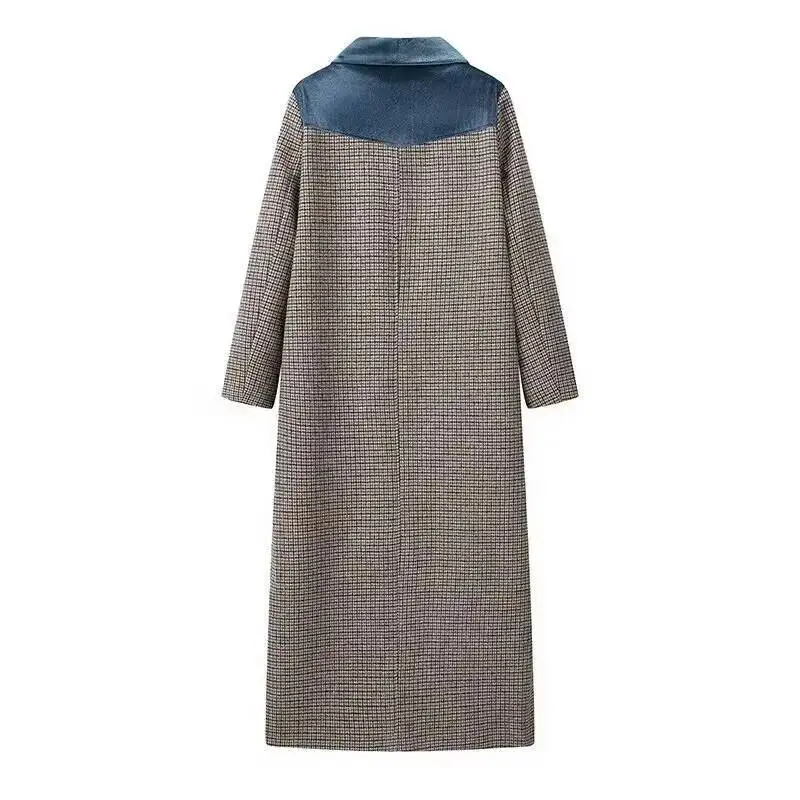 Autumn New Women's Clothing Fashionable Temperament Versatile Casual Long Plaid Woolen Coat