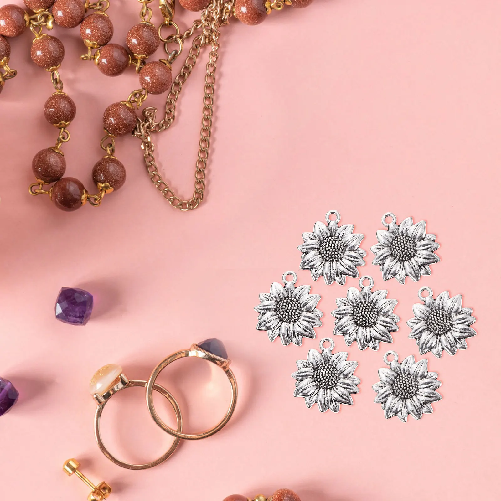 

100 шт. металлические подвески в виде подсолнуха DIY ювелирные аксессуары милые модные мотивационные проекты ручной работы брелки