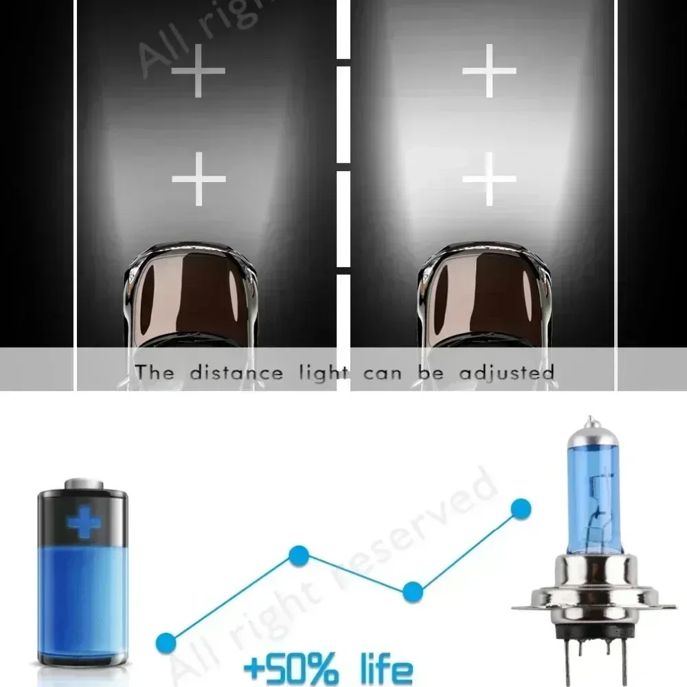 2 قطعة H7 100 واط 12 فولت 55 واط السوبر مشرق الأبيض أضواء الضباب مصباح هالوجين عالية الطاقة سيارة المصابيح الأمامية مصباح سيارة مصدر الضوء وقوف السيارات