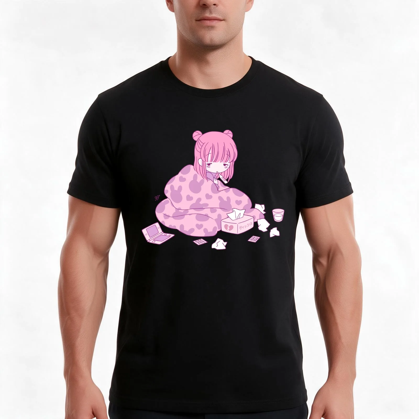 love flu ? blush T-Shirt Summer Casual Cotton Tee Oversized Streetwear Tops Vintage Graphic Print Loose Fit Short Sleeve