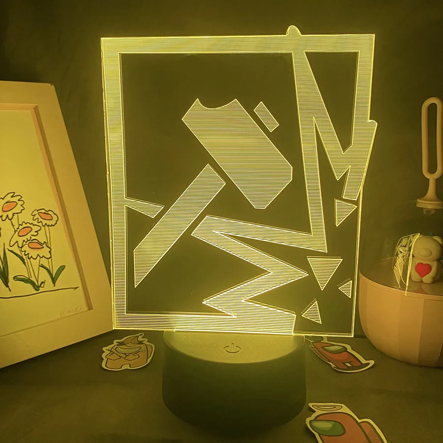 Lampu Malam LED RGB 3D LOGO Game Rainbow Six Sledge, Hadiah Keren untuk Teman, Dekorasi Meja Kamar Tidur, Lampu Neon Lava Berwarna-warni