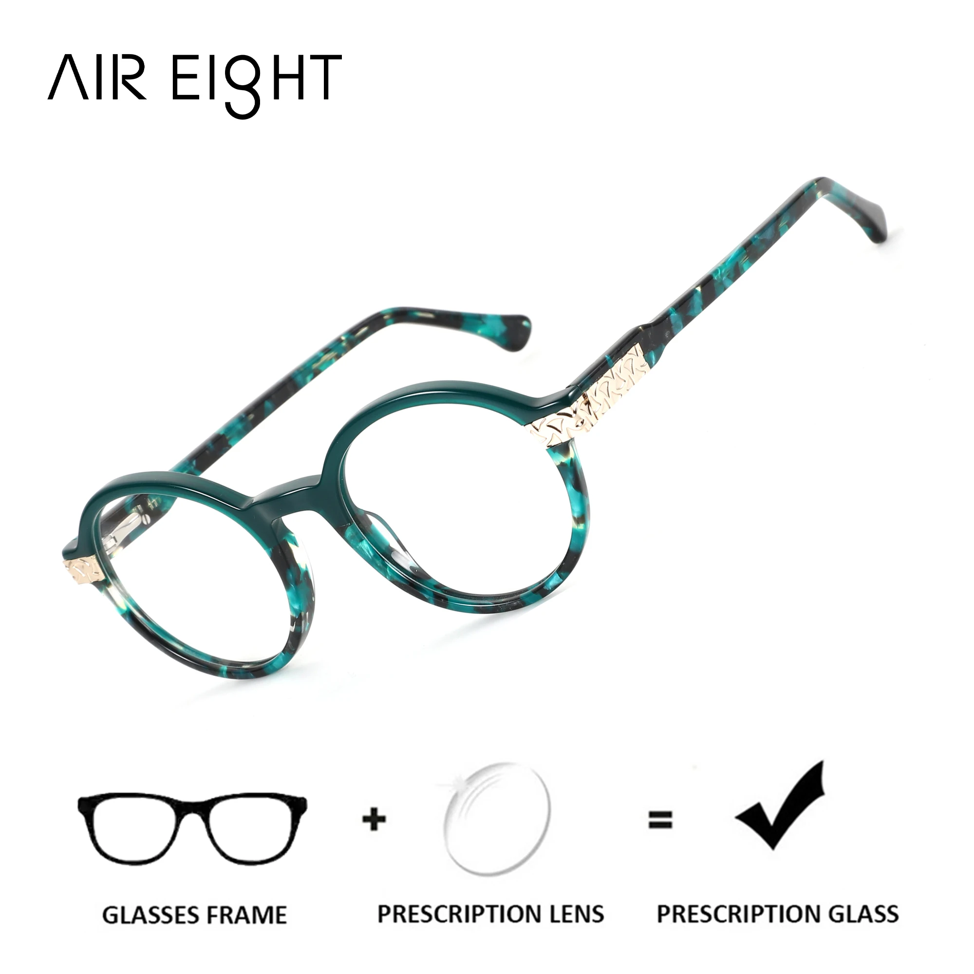

AIREIGHT (XS Size) Round Acetate Prescription Glasses For Unisex Myopia Optical Lenses Progressive Multifocal Eyewear