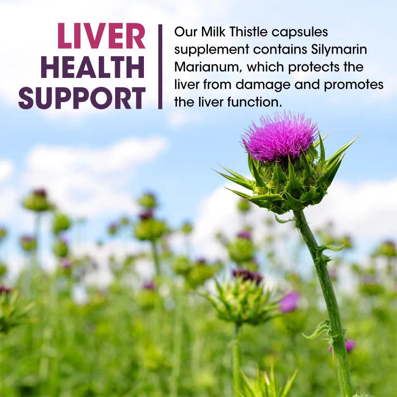 Organic Milk Thistle Extract 1000mg Capsules & Dandelion Silybum Marianum for Liver Health Supports Liver Function Non-GMO Vegen