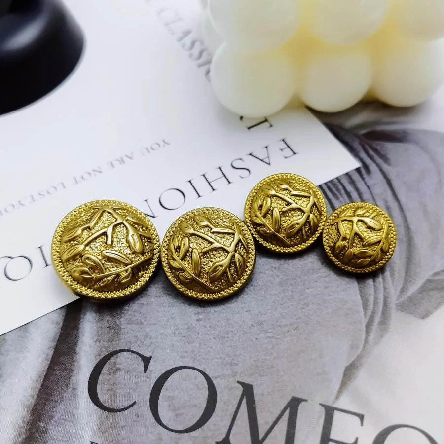 10PCS Leaf Metal Buttons Sweater Cardigan Shirt Decorative Buttons Gold Maple Leaf Design Handmade DIY Sewing Simple Buttons