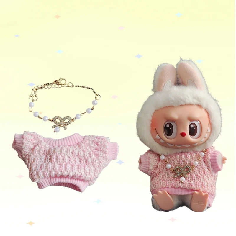 For 17cm Labubus Mini Doll Clothes Outfit Hat Clothes Shoes Labubu II Doll Accessories Cultivate Sitting Party Game Toys