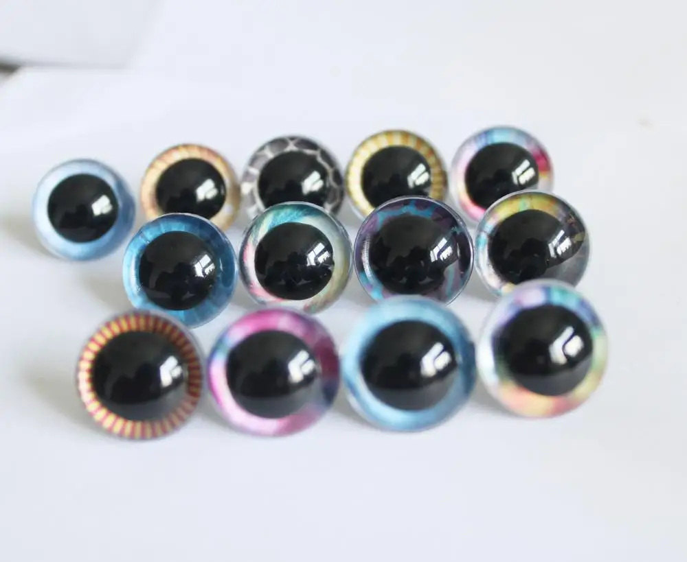 20pcs  F13A 9mm 10mm 11mm 12mm tiny round clear toy safety  colorful eyes + hard washer for plush  doll findings-size option