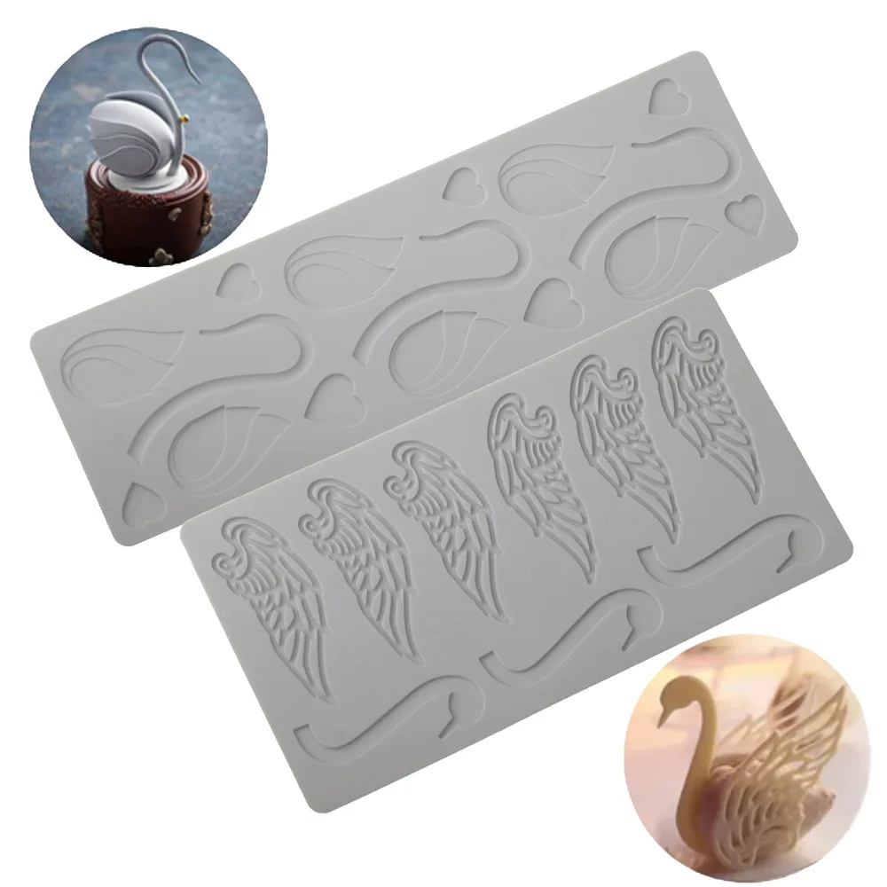 Chinoiserie Sugar Flipping Lace Pad DIY Swan Chocolate Thin Crisp Cake Decoration Baking Silicone Mold