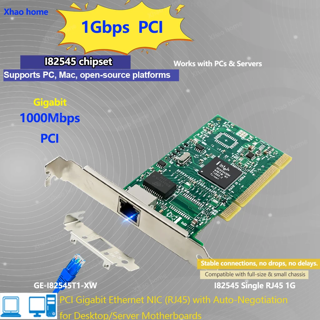 For Intel I82545 Gigabit PCI Network Card - 10/100/1000Mbps RJ45 Ethernet Adapter Server/Desktop - High Performance NIC 1G