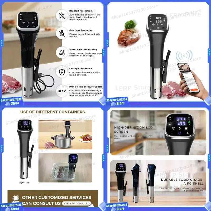 Electric Sous Vide Cooker Precise Temperature Control Smart Kitchen Appliance Vacuum Sealing Food Cooking Machine for Home