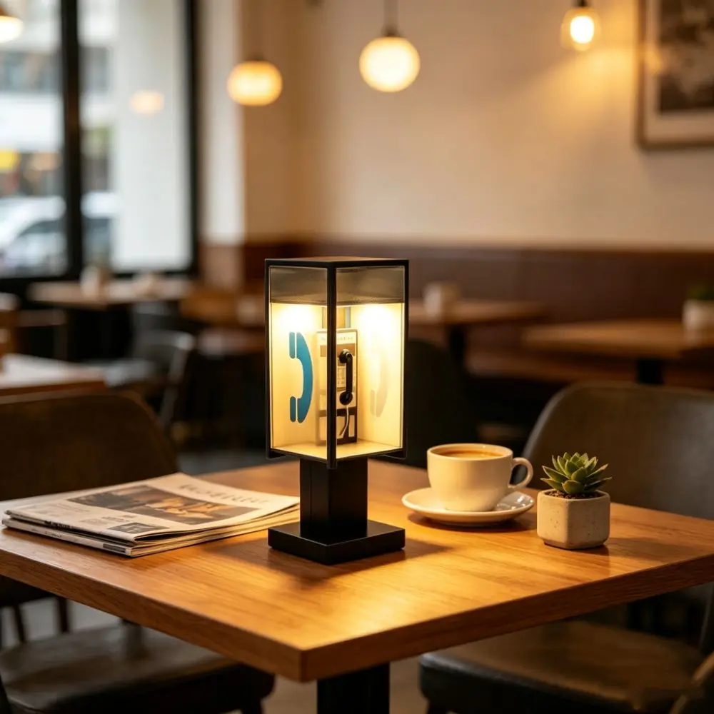 Booth Shaped Vintage Phone Booth Night Light Soft Warm Glow Classic Modeling LED Night Light LED Light Decorative Ornament