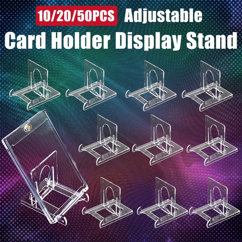 

10/20/50Pcs Angle Adjustable Acrylic Display Stands For Trading Card Holder, Toploaders, Coin Collection, PTCG Card, Graded Card