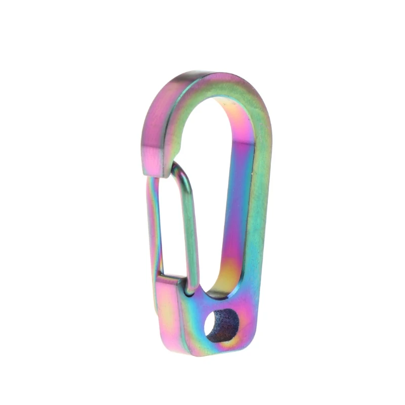 Y1UB for Titanium Alloy Carabiner Keychain Spring Flat Hole D Flashlight Buckle 3 Col