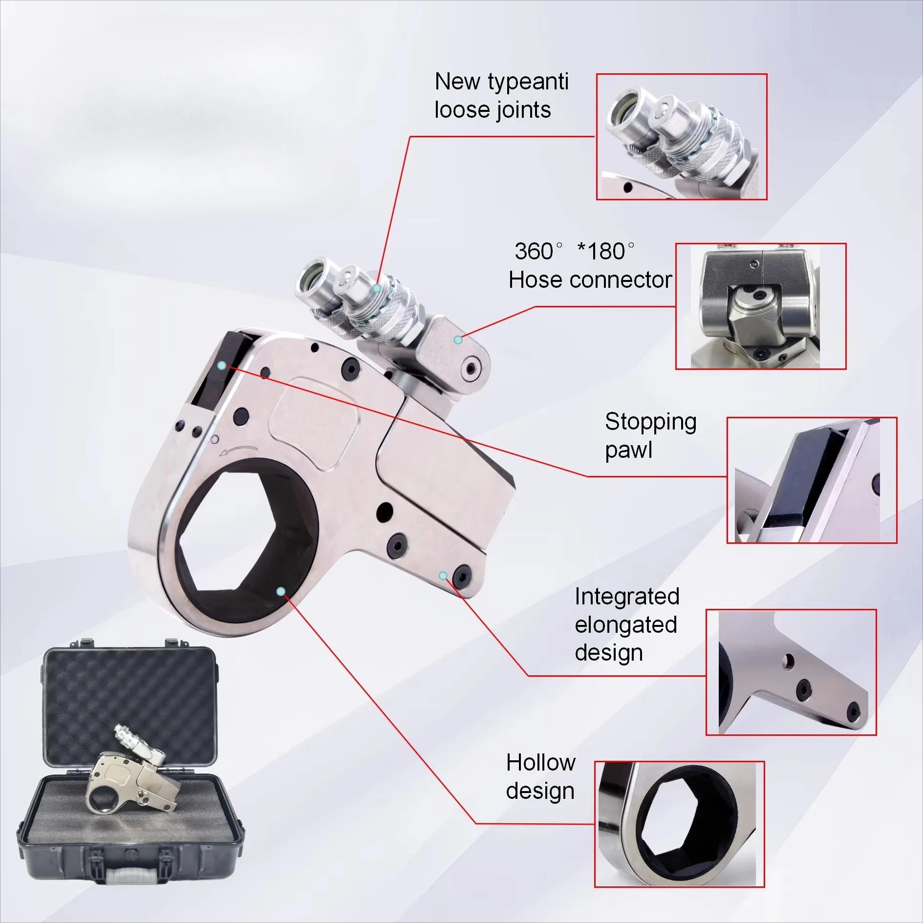 Custom Thin Hollow Hydraulic Torque Wrench Titanium Aluminum Alloy High Torque for Bolt Removal