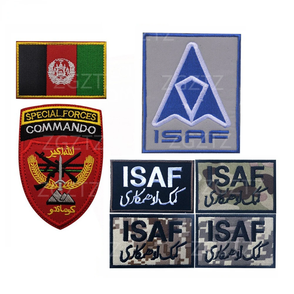 Afghanistan flag Patches Embroidery ISAF Emblem Military Badge Applique for Clothing Backpack