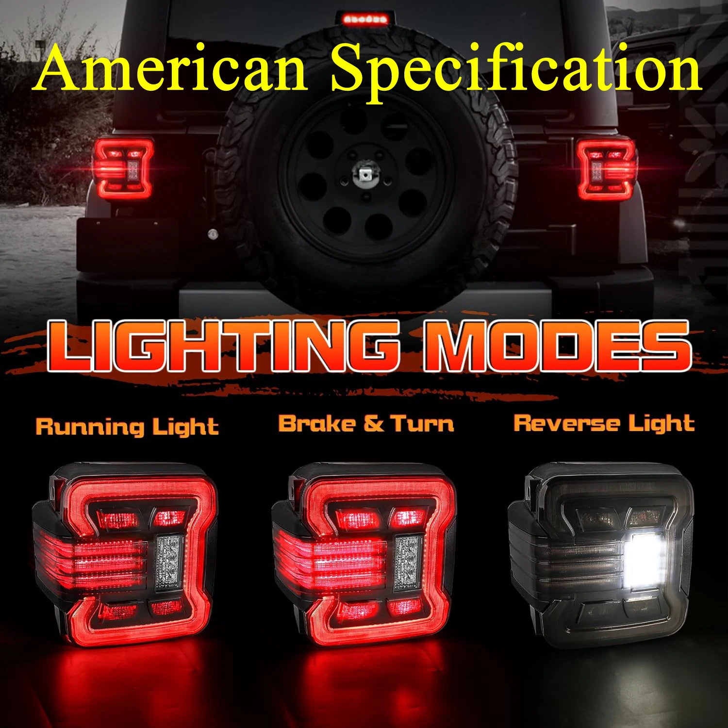 مواصفات اليورو أو المواصفات الأمريكية مصباح ليد خلفي الفرامل بدوره إشارة مصابيح ل جيب رانجلر JK 2007 -2017 #5