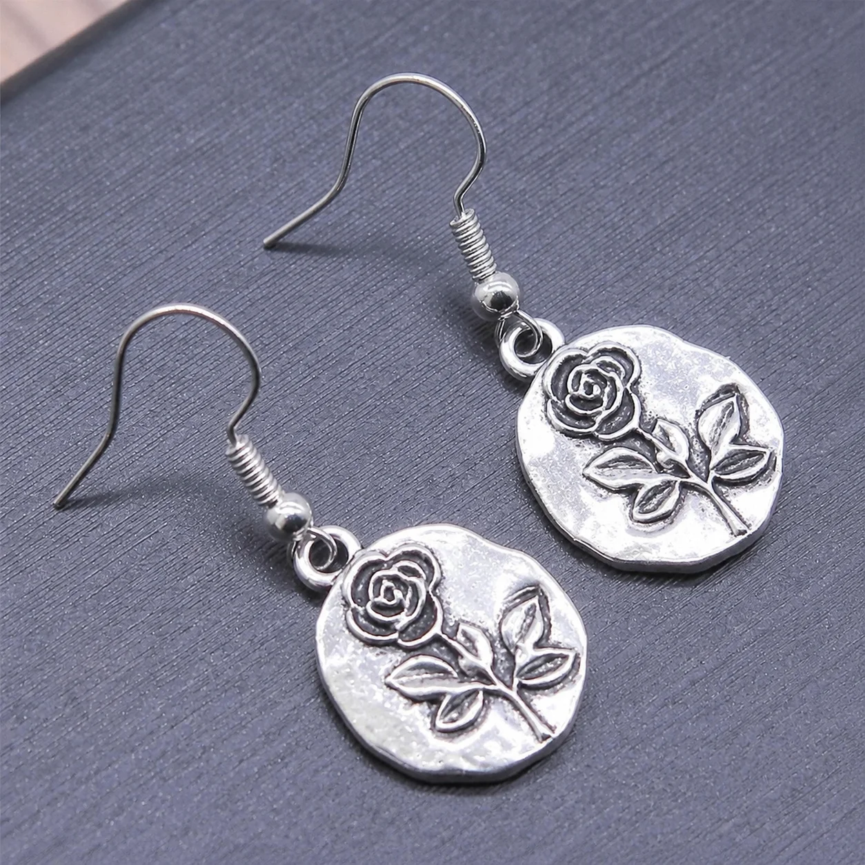 Silvery Earrings Love Cross Rose Flower Moon Star Chi-Rho Symbol Drop Earrings Vintage Boho Religious Witchy Women Jewelry Gift