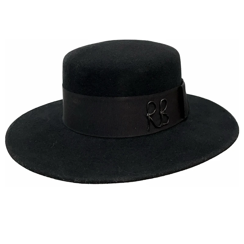 2023 autumn new arrival  black wool hat for women canotier hat Outdoor Street Fashionable fedora hat