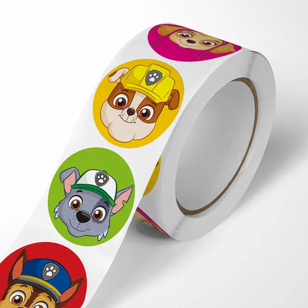 500pcs PAW Patrol Roll Sticker Round Package Labels Fun Sealing Dot Stickers Cartoon Color Paw Sticker Award Stickers Periphery