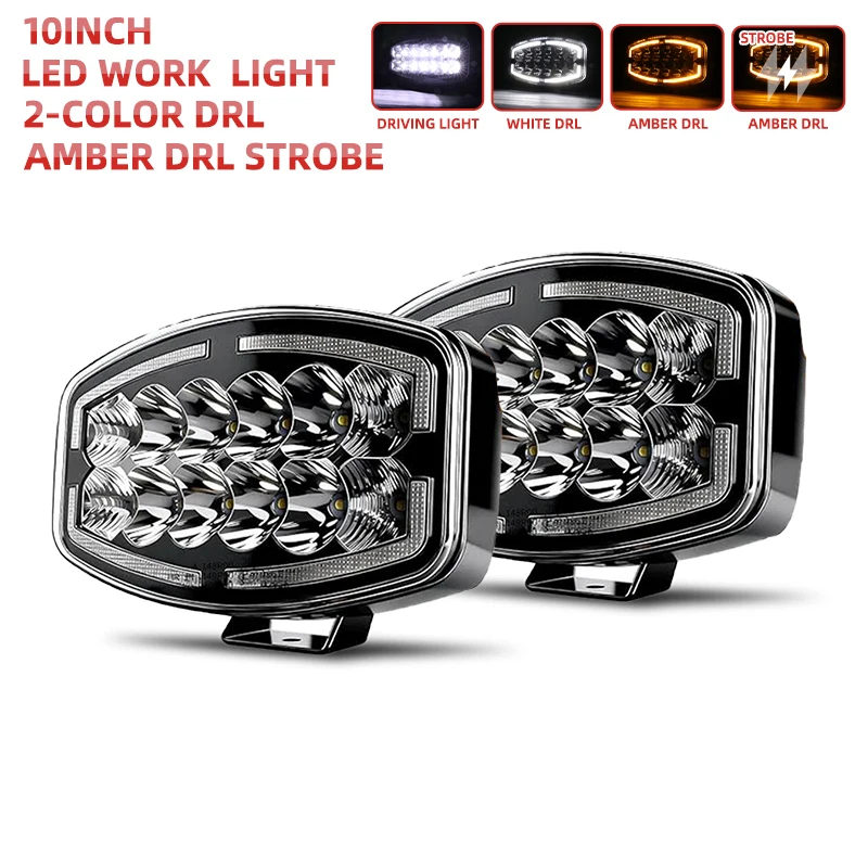 HAOLIDE 10 inch LED werklamp wit amber dubbele DRL welkomstlicht spotlight extra vrachtwagenrijlicht knipperlicht off-road gebruik 12V 24V