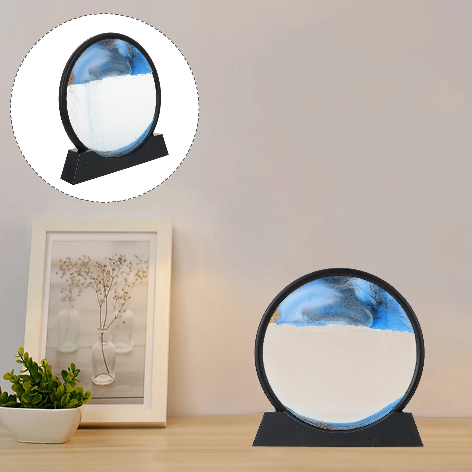 1개입 퀵샌드 페인팅 장식 프리미엄 유리 ABS 소재 창의적인 데스크탑 장식품 침실 거실 장식 세련된 홈 아트