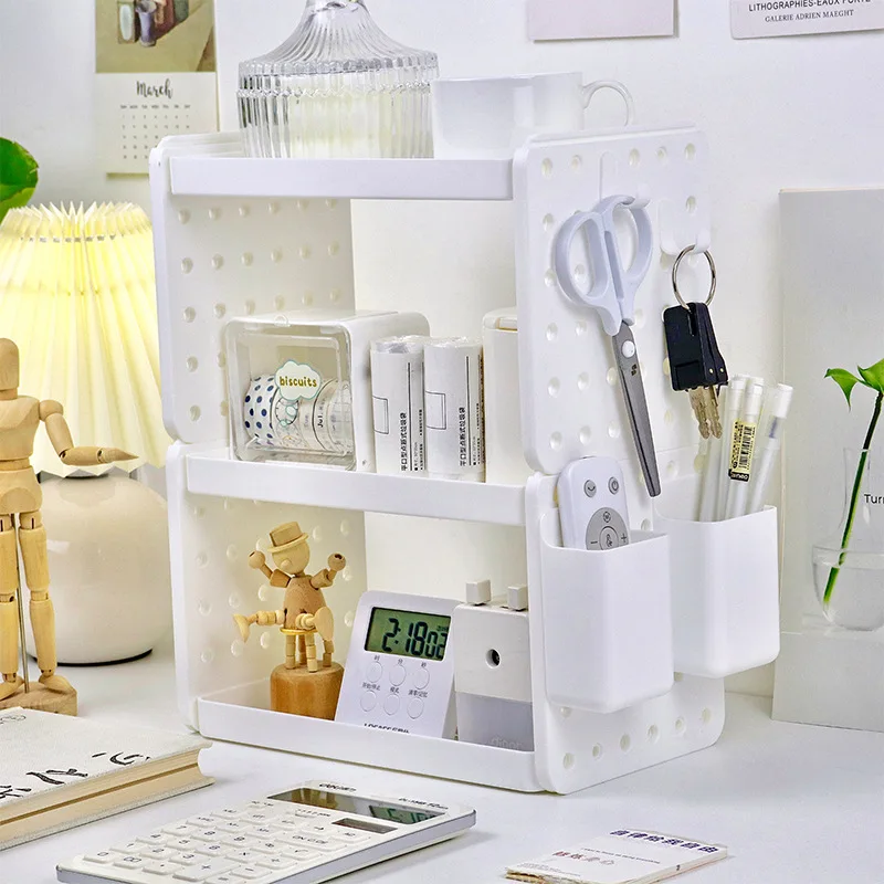 INS Desktop Double Layer Storage Rack Organizer Shelf Office Stationery Gift