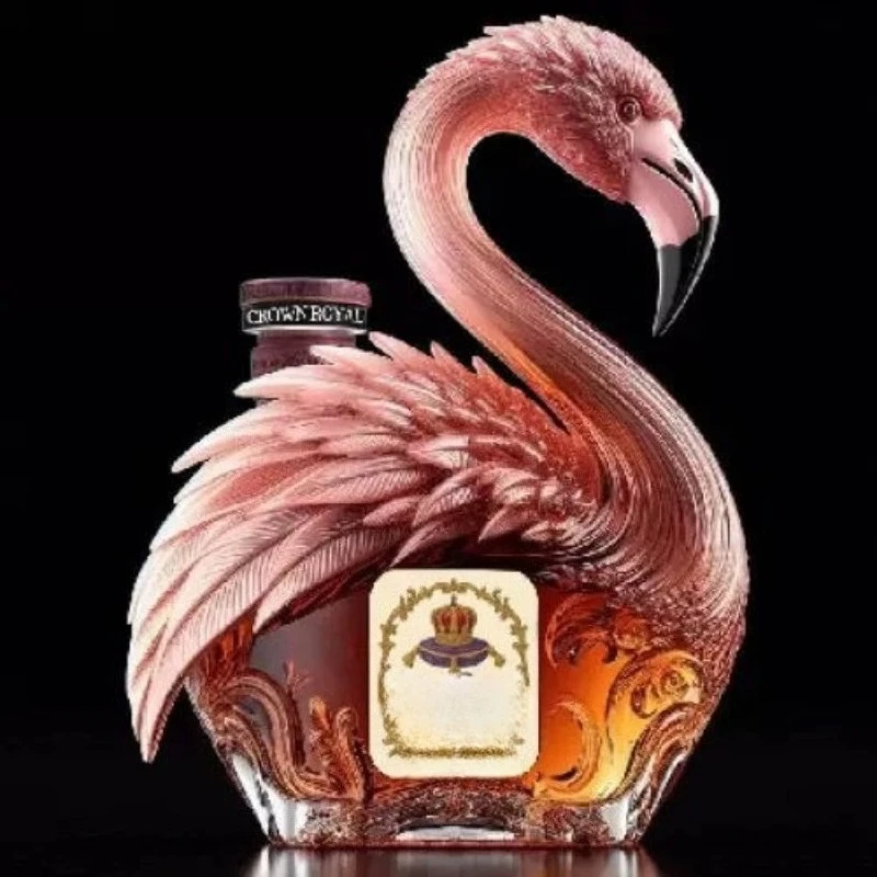 

Flamingo shaped fun glass empty wine bottle for bar use or home ornaments