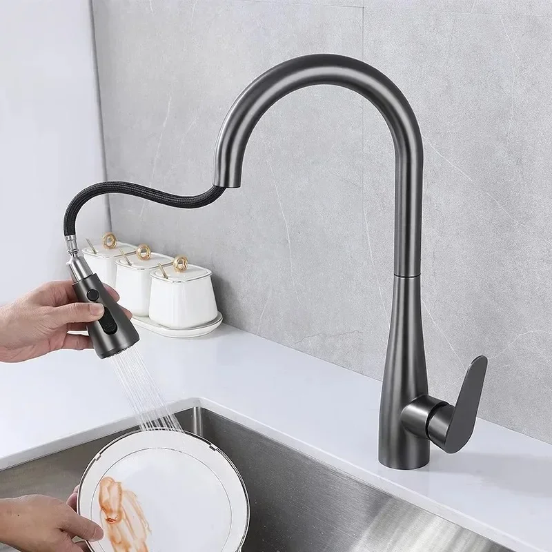 Kitchen faucet, stainless steel pull-out faucet, vegetable basin sink hot and cold faucet