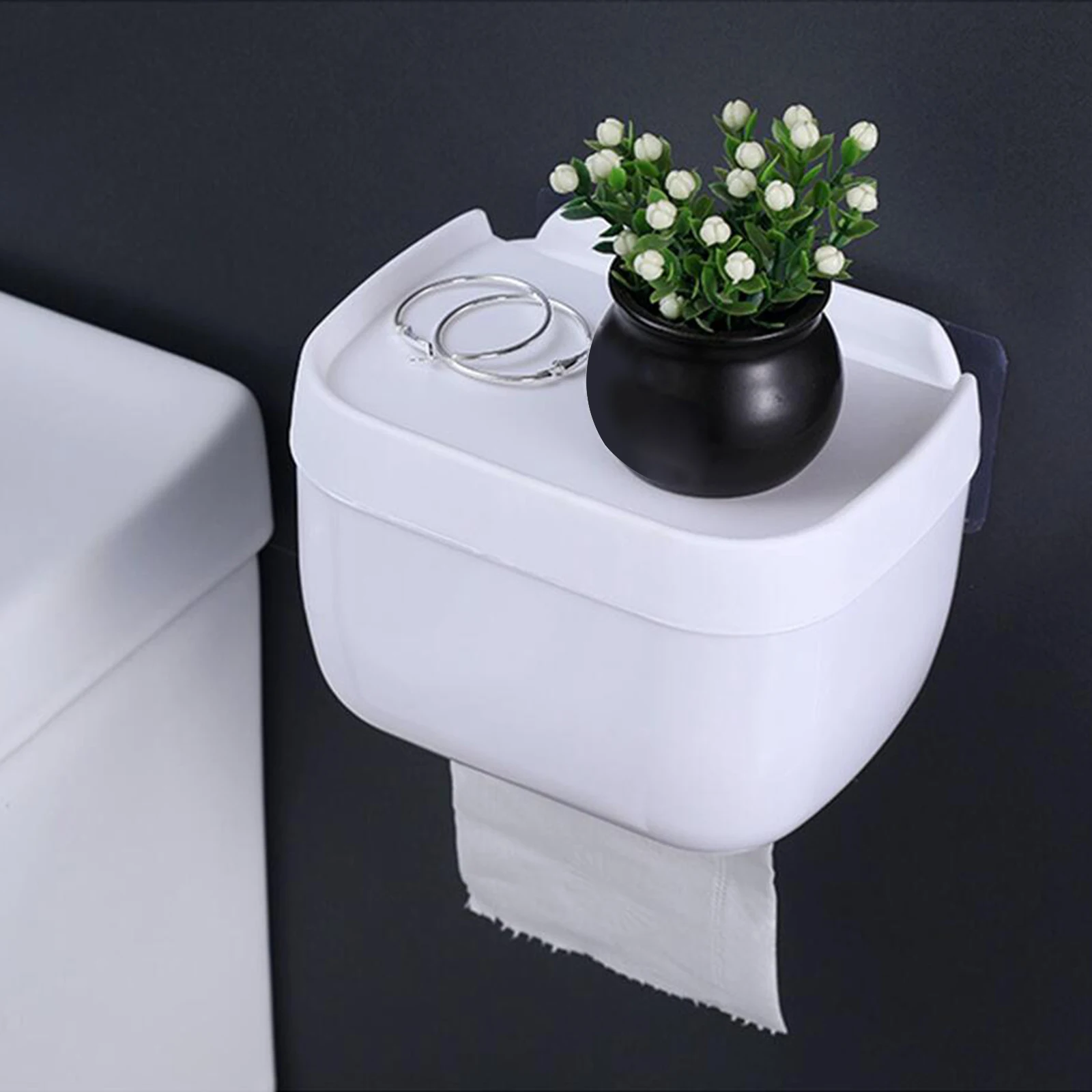 Porta carta igienica multifunzione con dispenser per mensola, autoadesivo, senza foratura, scatola impermeabile, per camera da letto, WC, cucina