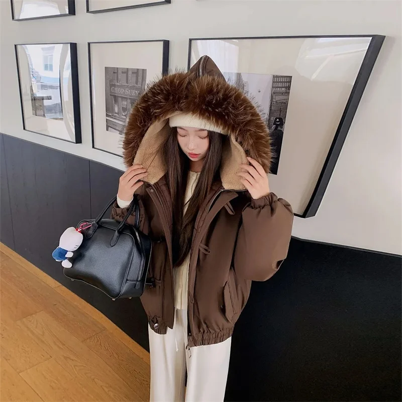 Doudoune chaude dames Pai surmonter hiver 2025 nouveau manteau rembourré en coton femmes Parkas corne à capuche manteau grand col de fourrure pardessus