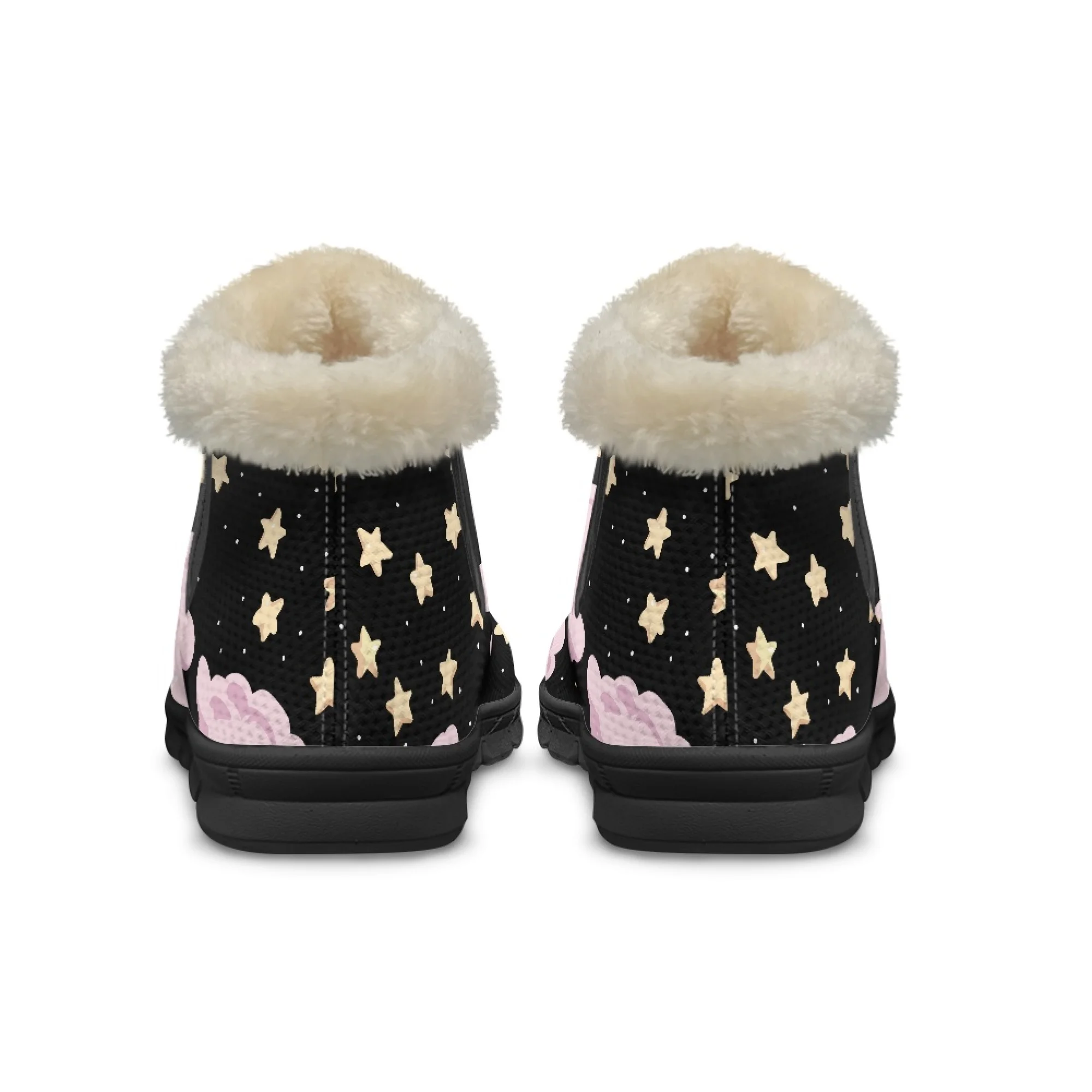 ELVISWORDS Cute Cartoon Salamander Rainbow Print Women Fuzzy Boots Winter Warm Shoes Non Slip Short Plush Boots Gift for Girls