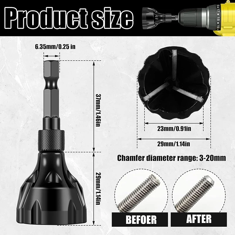 Burr Removal Tool for Metal Deburring, Chanfro Tool, Broca, Remover Ferramentas Burr, Removedor De Rosca De Metal, 1Pc