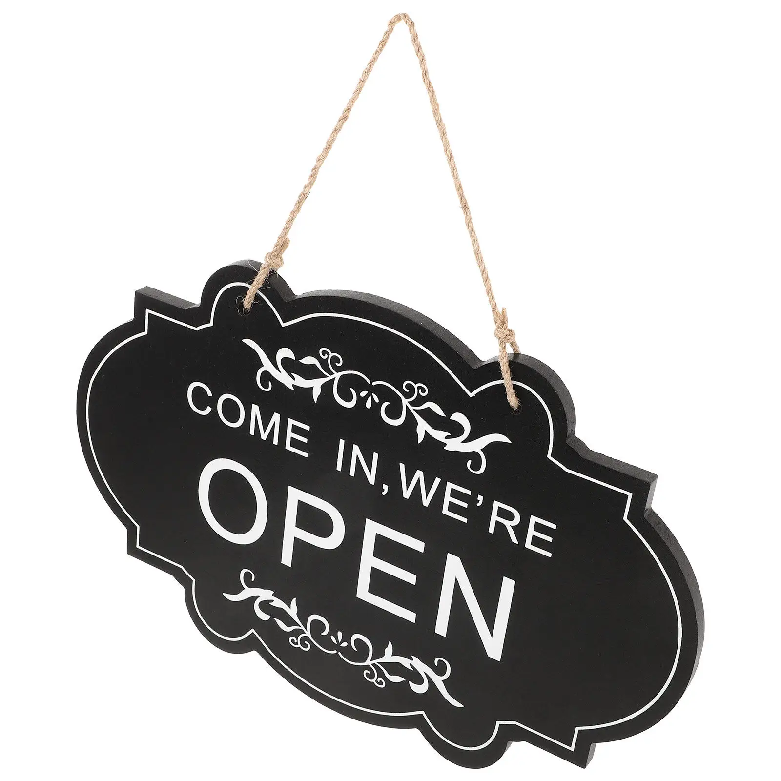 

Double-Sided Wooden Open Closed Sign Decorative Door Pendant Hanging Shop Door Sign for Business Storefront Cafe Entrance