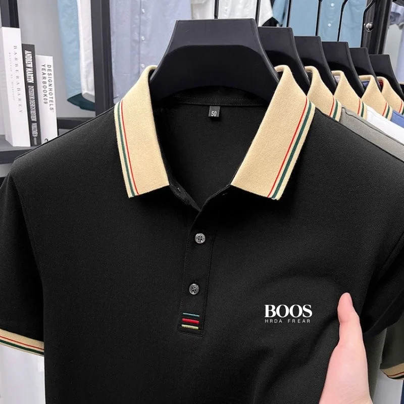 New men's 100% pure cotton short sleeved polo shirt, summer fashion, casual, sweat absorbing, breathable and cool top