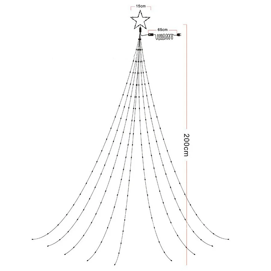 2022 Novo 8 Modos 9x2M 193LED Estrelas Cachoeira Luzes Da Corda Guirlanda de Natal Ao Ar Livre Luzes de Fadas para a Festa de Casamento Decoração Do