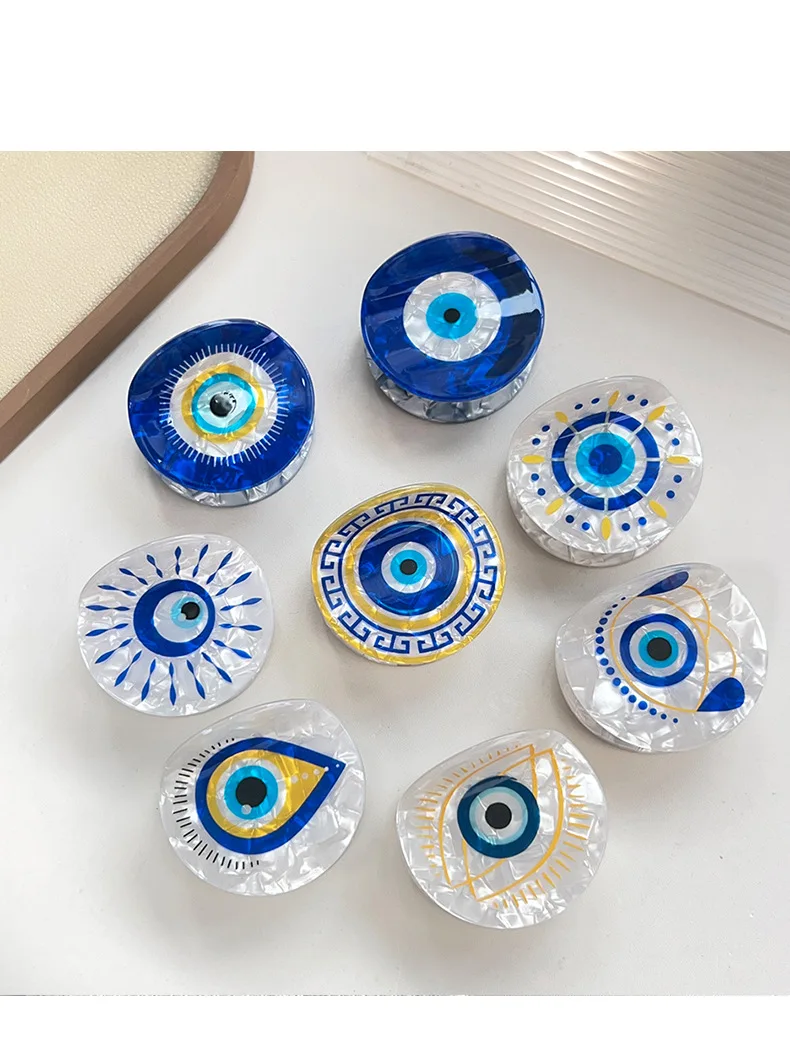 1Pcs Women's Türkiye Blue Eye Shark Clip Transparent Texture Clamping Firm Hair Clip Daily Commuting/Leisure Hair Ornament