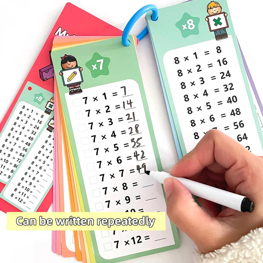 0-12 Multiplication Charts, Times Table Cards, Self Check Math Learning Tool, Practice Quick Calculation Mathematics Flashcard