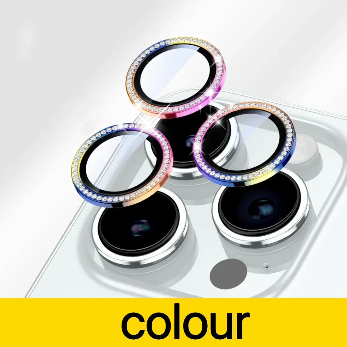 2-3 قطعة الماس بريق حماية الكاميرا آيفون 13 14 15 16 17 برو ماكس عدسة الزجاج المقسى آيفون 15 14Plus حلقة معدنية