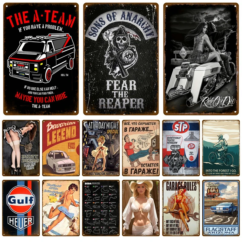 Man Cave Plaque Racing Motor Oil Metal Sign Tin Sign Cafe Club Retro Posters Gas Plate Home Wall Decor Art For Bars Garage US